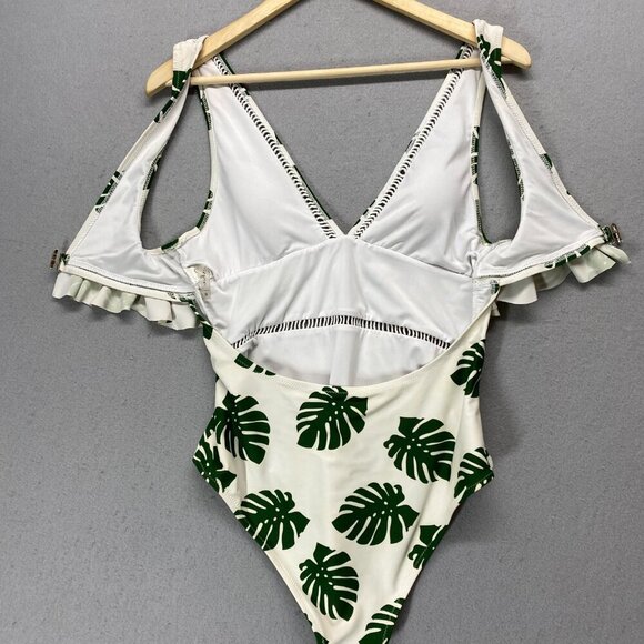 Cupshe Swiwsuit Womens Medium One Piece Green Leaves The Forest Deep V - Picture 8 of 13